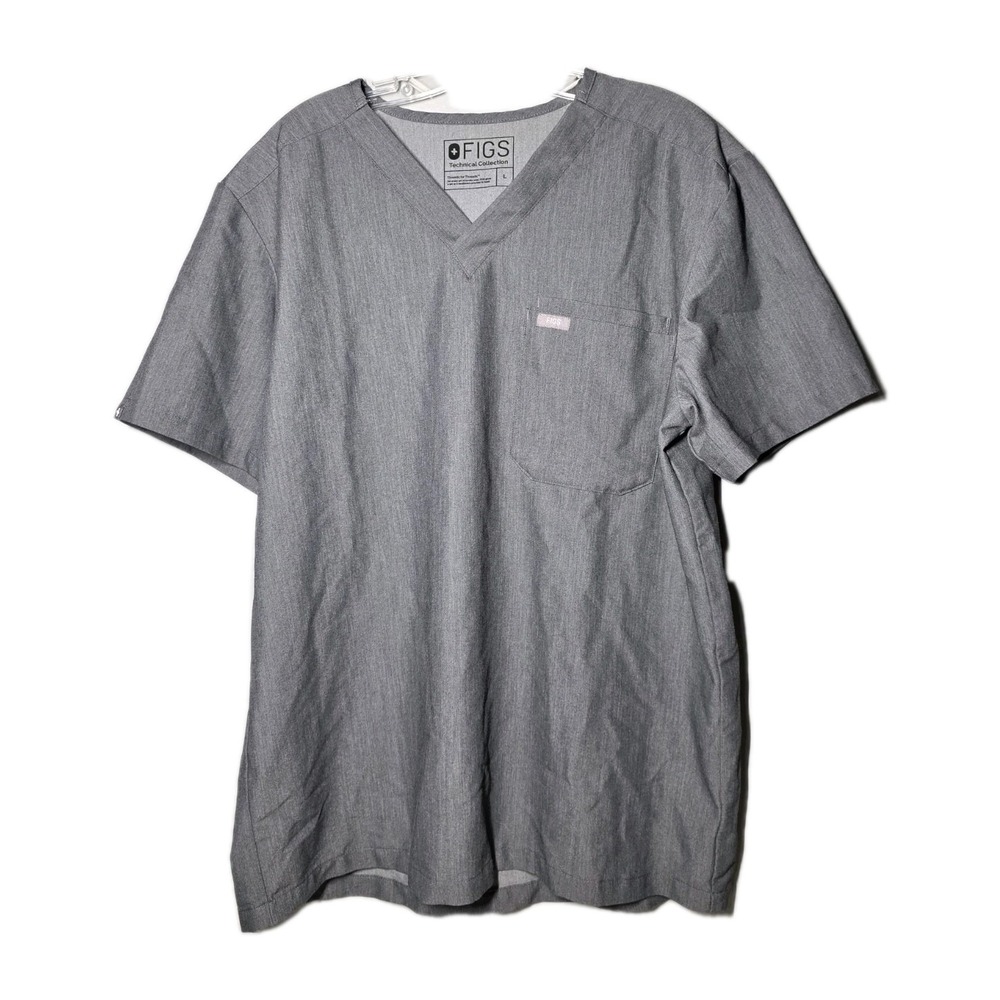 FIGS Technical Collection Men's Gray V-Neck Scrub Top Size Large
